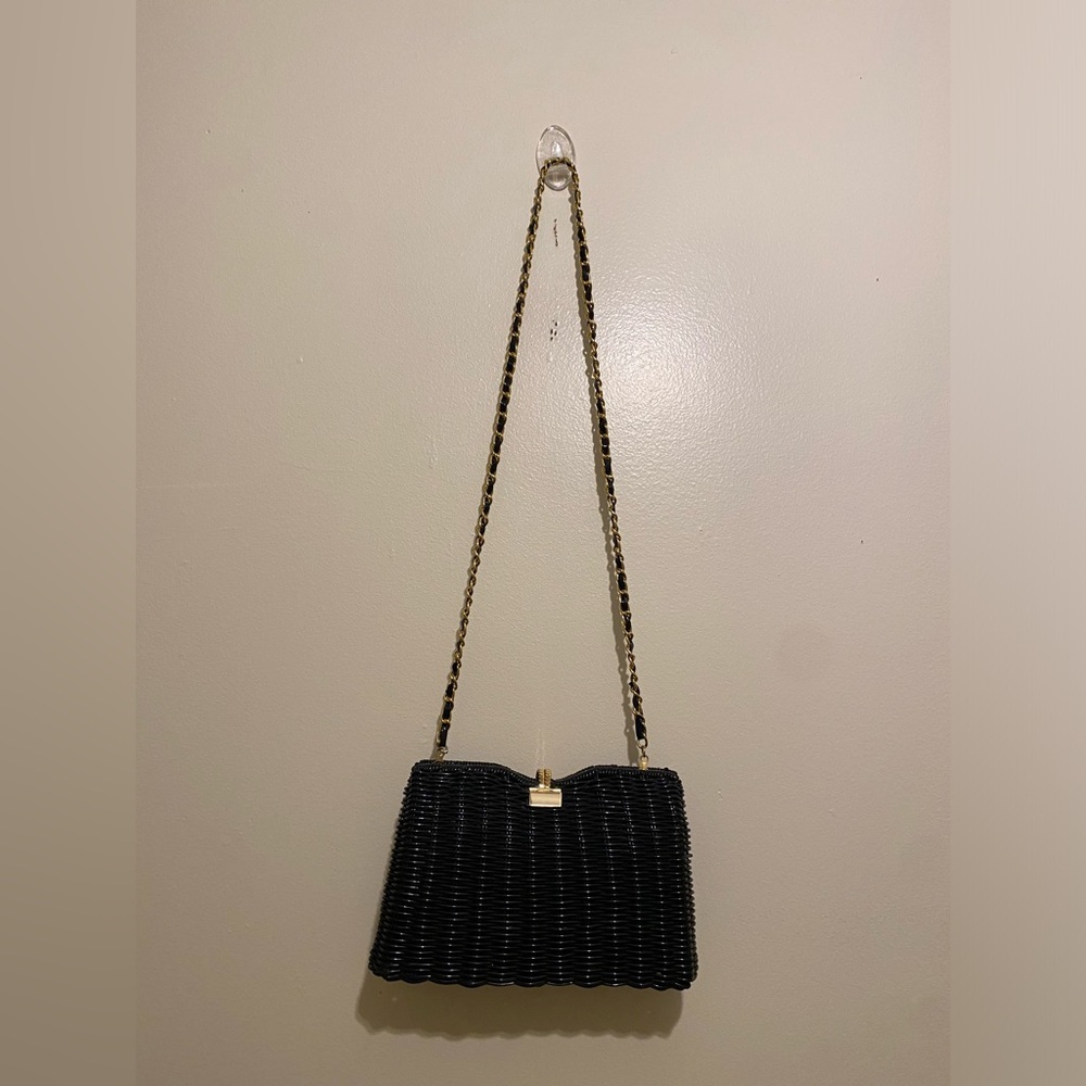 Vintyge Elegant Black Woven Chain Strap Bag - Picture 3 of 10